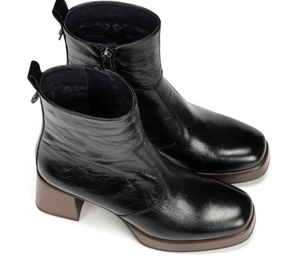 New Fluchos CRISTEL D9157 Black Ankle Boot