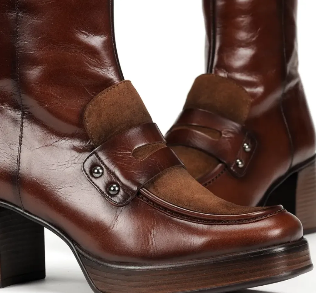 Cheap Fluchos CRISTEL D9158 Brown Ankle Boot