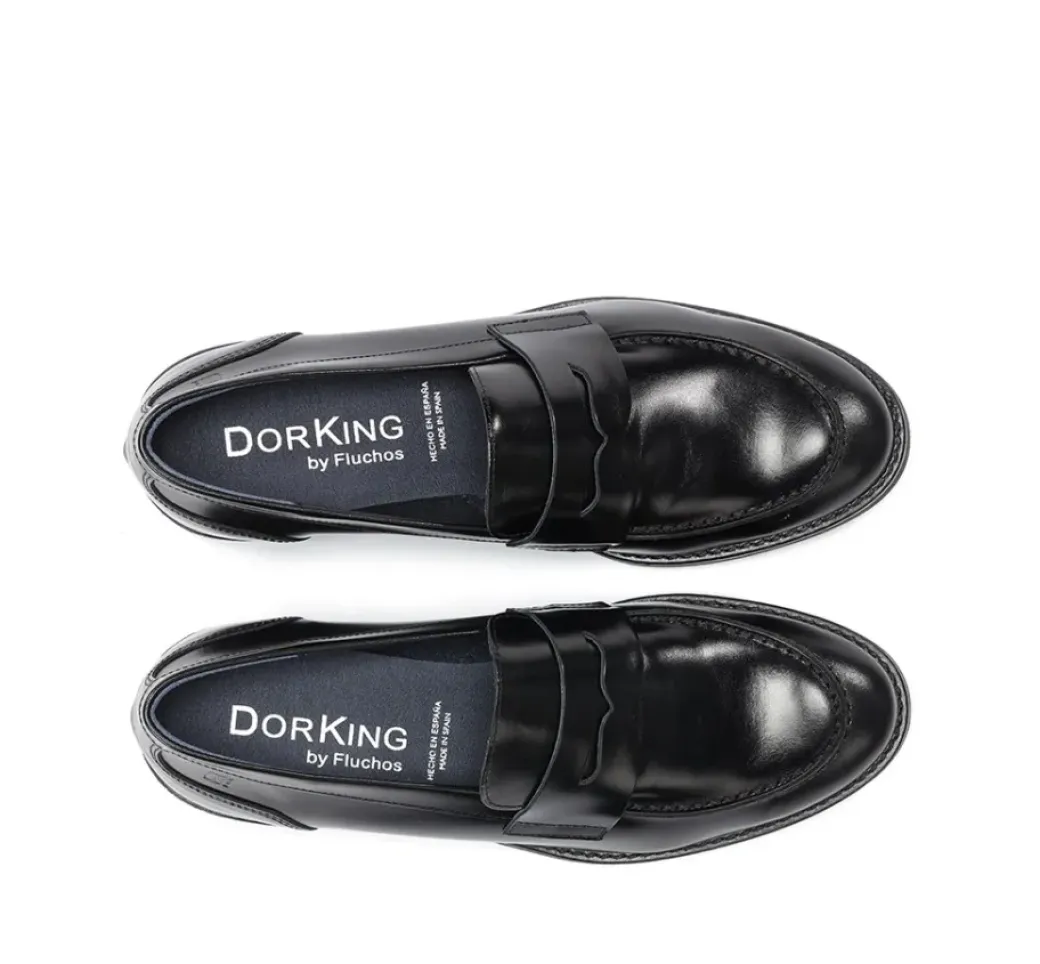 New Fluchos HARVARD D8710 Black Moccasin