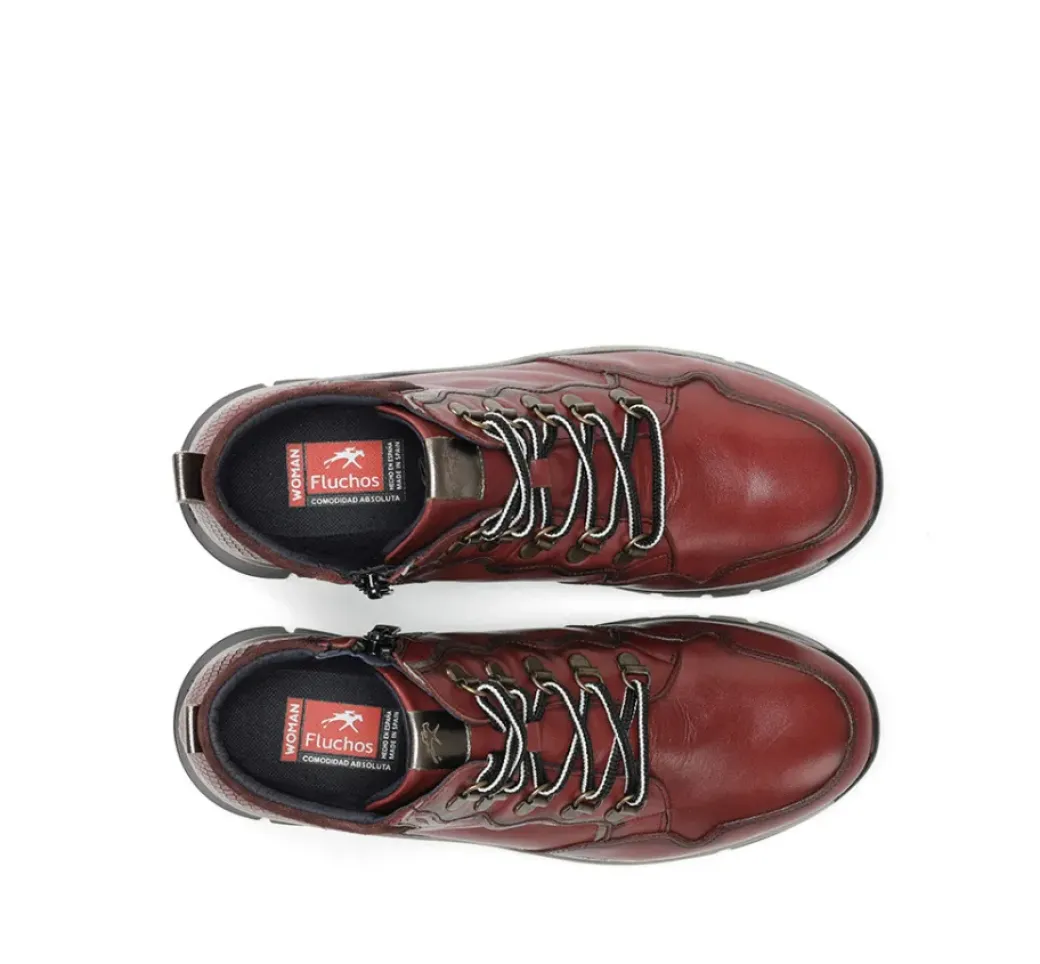 New Fluchos UNION F2073 Burgundy Ankle Boot